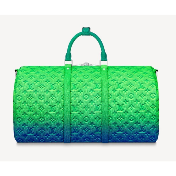 Louis Vuitton Keepall Bandouliere 50 Blue Green Taurillon Weekend Travel Bag - Picture 6 of 11